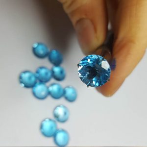 Eliz Grade AAA Genuine Natural Bright Blue SWISS Blue Topaz Round 10 mm Faceted LOOSE Gemstone Wholesale