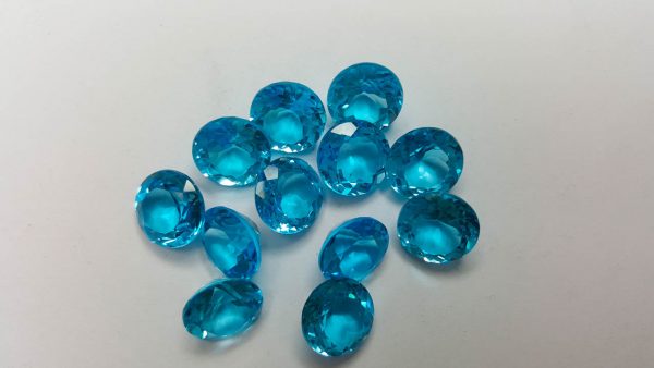 Eliz Grade AAA Genuine Natural Bright Blue SWISS Blue Topaz Round 10 mm Faceted LOOSE Gemstone Wholesale