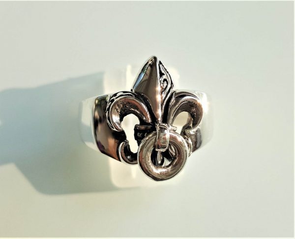 Fleur de Lis STERLING SILVER 925 Ring Royl Lily Stylized Flower Emblem Exclusive Unique Design