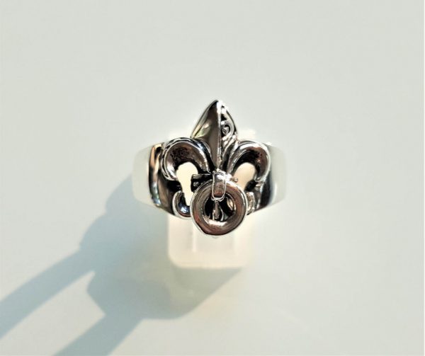 Fleur de Lis STERLING SILVER 925 Ring Royl Lily Stylized Flower Emblem Exclusive Unique Design