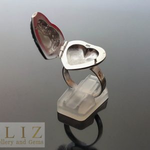 Eliz 925 Sterling Silver Open Heart Locket RING Picture Portrait Memory Thoughtful Family Beloved Best Friend Mother Daughter