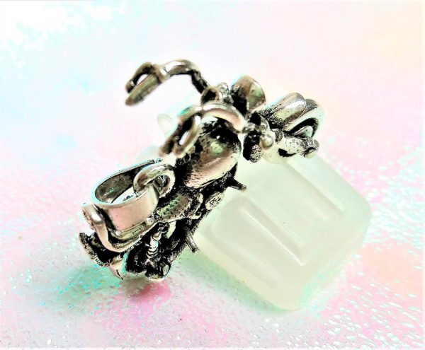 STERLING SILVER 925 Motorcycle Pendant Spinning Tires Cute Gift