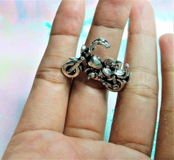 STERLING SILVER 925 Motorcycle Pendant Spinning Tires Cute Gift