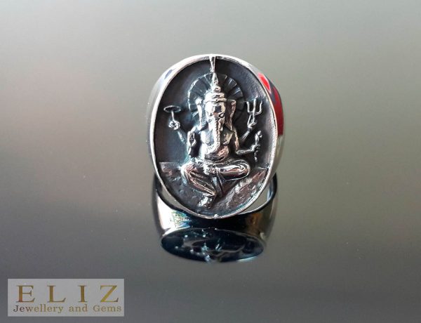 Ganesh 925 Sterling Silver Ring Great Ganesha Lord of Success Wealth Wisdom Om Aum Ganapati Talisman Amulet Good Luck