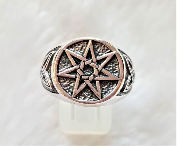 Eliz 925 Sterling Silver Ring Nordic Star Triquetra Star Celtic Knot Viking Talisman Pagan Sacred Symbols Protective Amulet Norse Viking