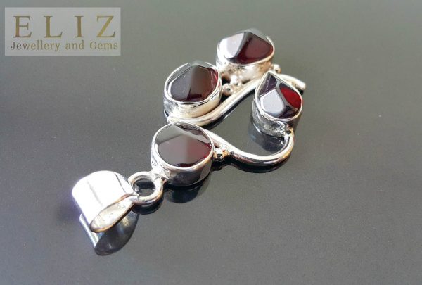 Sterling Silver Pendant Genuine GARNET Gemstone Exclusive Design