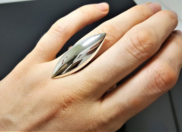 STERLING SILVER 925 Marquise Shape Knuckle Ring Full Finger Gothic Biker Rocker Exclusive Gift