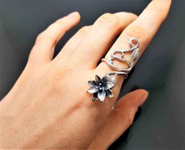 STERLING SILVER 925 Flower Ring Floral Exclusive Design Ring
