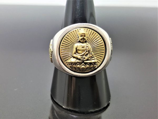 925 Sterling Silver Buddha Spinning Signet Ring Spinner Meditation Anti Stress Talisman Harmony Amulet Buddhism Universe Cycles Eliz